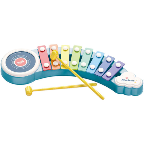 Spalvotas muzikinis ksilofonas su būgneliu „Music Maker“